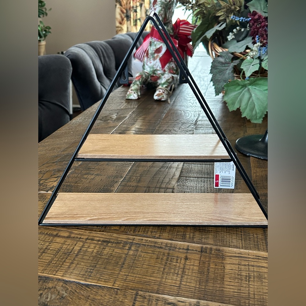 Modern Black and Brown Triangular Wall Shelf